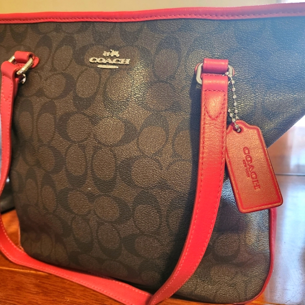COACH BAG RED BLK